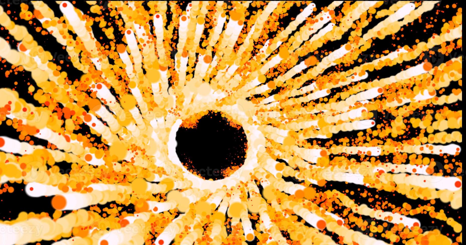 Abstract beautiful explosion fireworks fire salute with a bright glowing smoke magical energy effect on a black background in high resolution photo