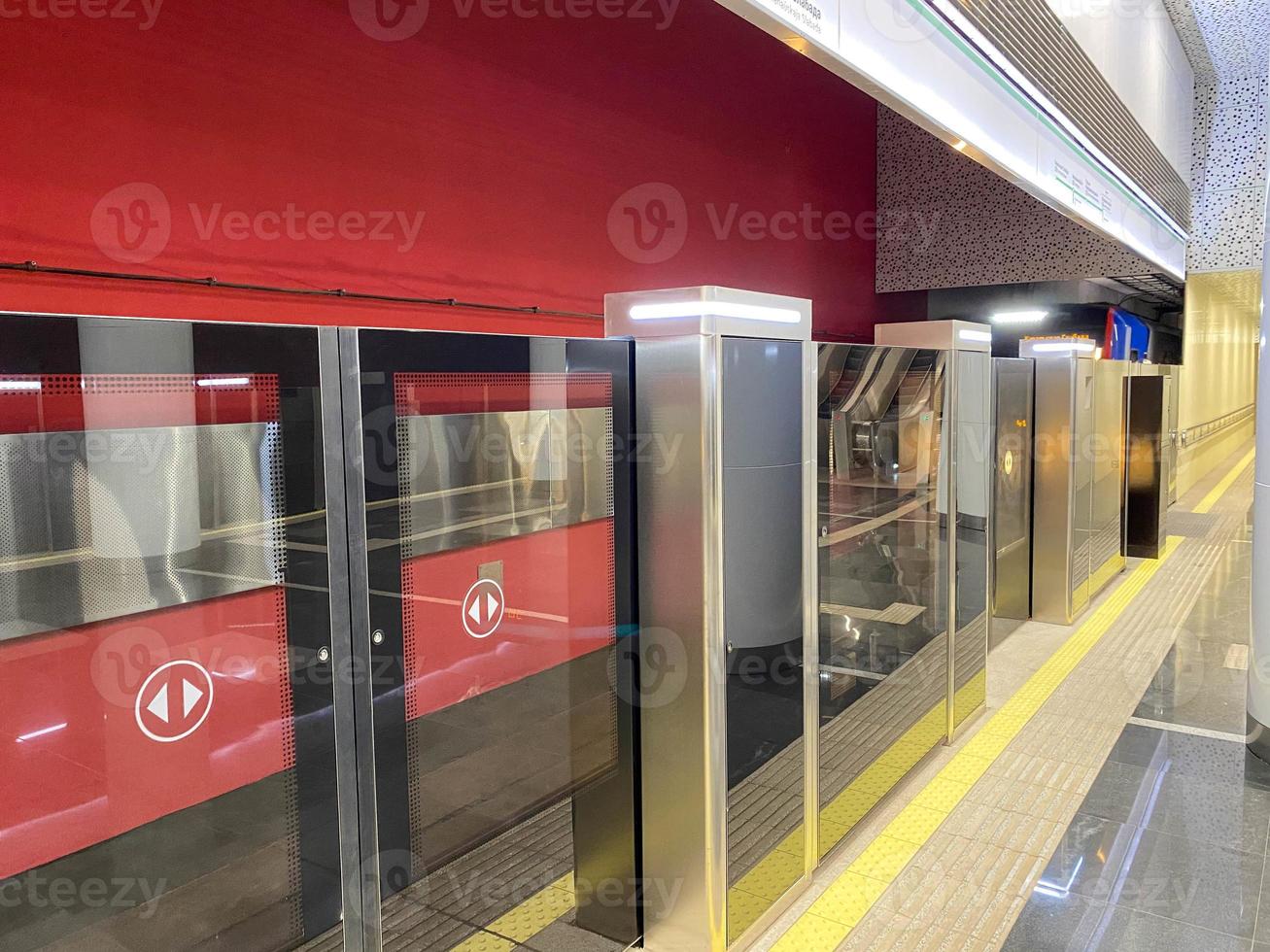 Platform screen door or Automatic platform gate at Metro station of Line photo