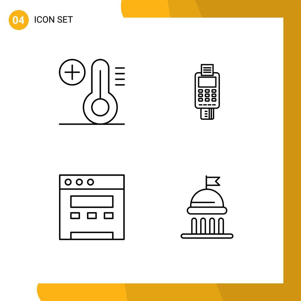 4 Creative Icons Modern Signs and Symbols of climate payment machine check website Editable Vector Design Elements