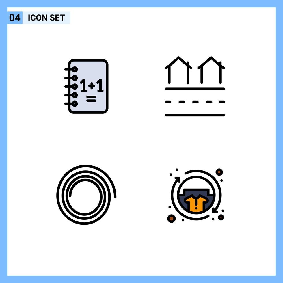 4 Thematic Vector Filledline Flat Colors and Editable Symbols of education shape  housing casual Editable Vector Design Elements