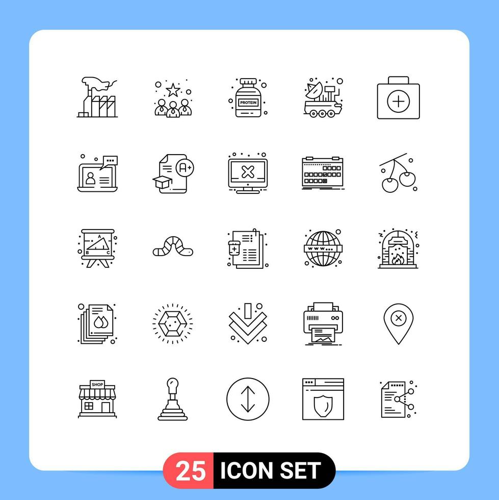 Set of 25 Vector Lines on Grid for briefcase signal best team science car Editable Vector Design Elements