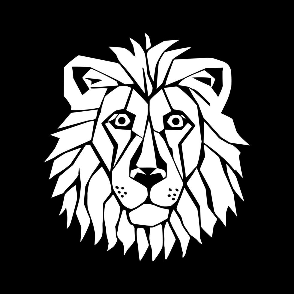 Black and White Woodcut Lion Portrait vector