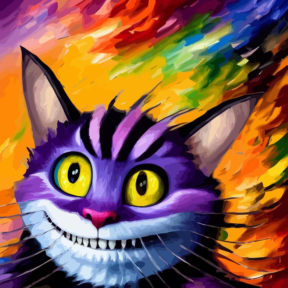 Cheerful Funny Cheshire Cat Portrait vector