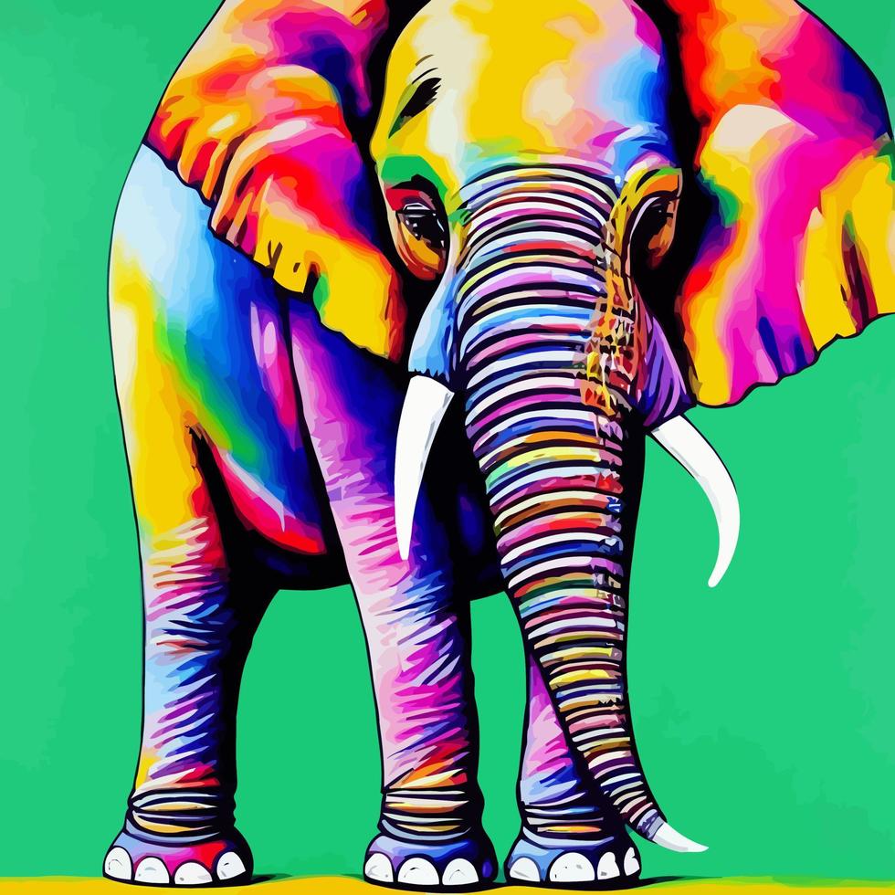 retrato de elefante maravilloso pop psicodélico vector