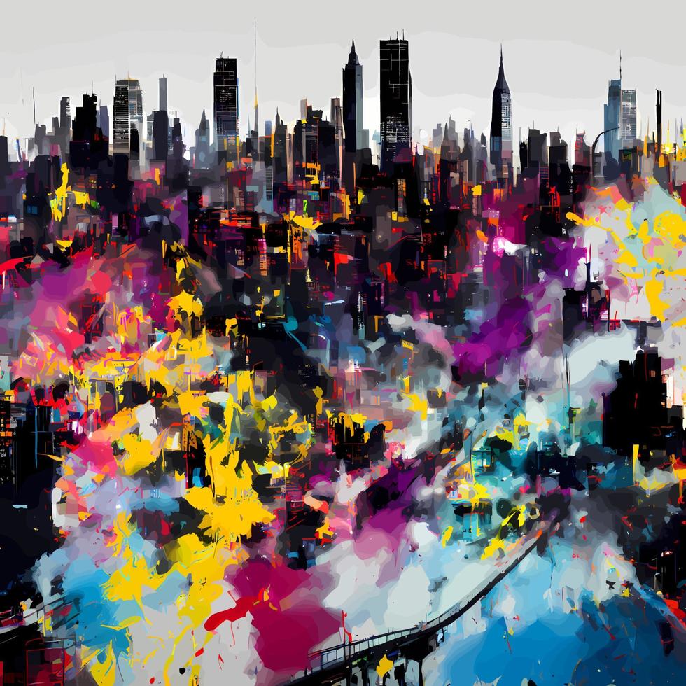 Urban Grunge Manhattan Skyline vector