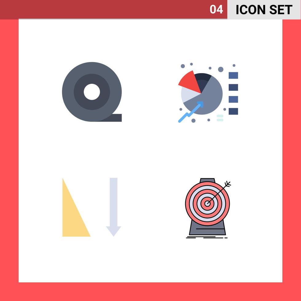 4 User Interface Flat Icon Pack of modern Signs and Symbols of tape focus pie sort target Editable Vector Design Elements