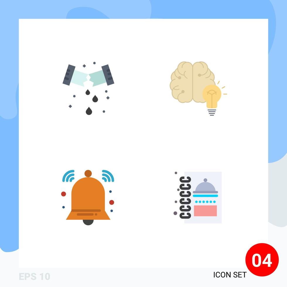 4 Universal Flat Icon Signs Symbols of leak alert plumbing brain notification Editable Vector Design Elements