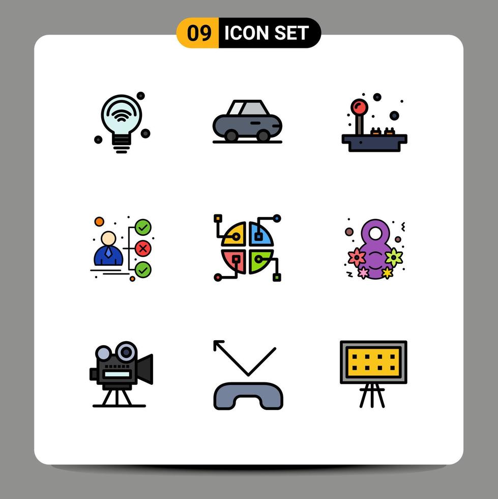 Universal Icon Symbols Group of 9 Modern Filledline Flat Colors of map construction fun candidate career Editable Vector Design Elements