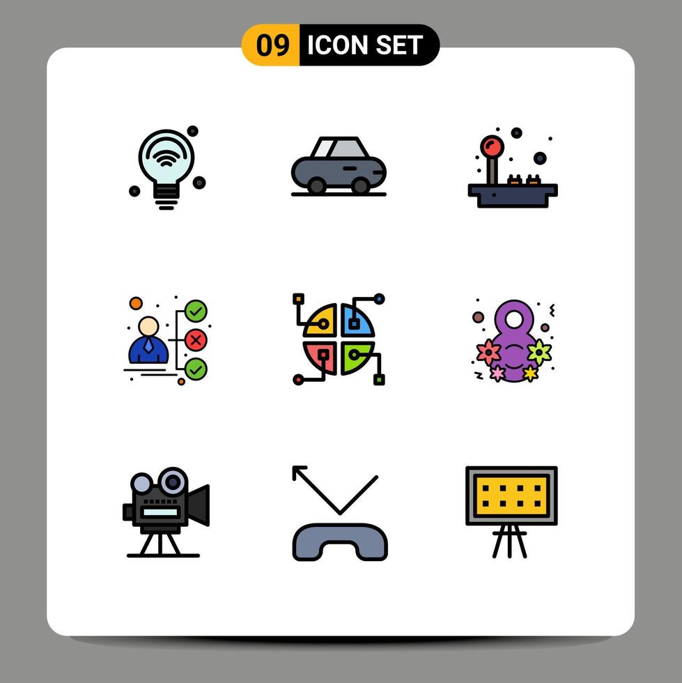 símbolos de iconos universales grupo de 9 colores planos de línea de relleno modernos de construcción de mapas elementos de diseño de vectores editables de carrera de candidatos divertidos