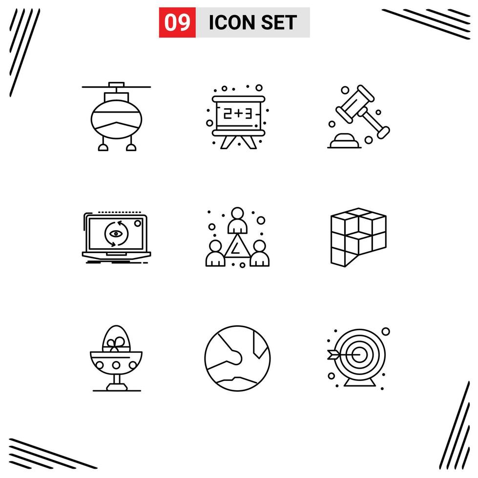 Modern Set of 9 Outlines and symbols such as colleague software insurance new app Editable Vector Design Elements
