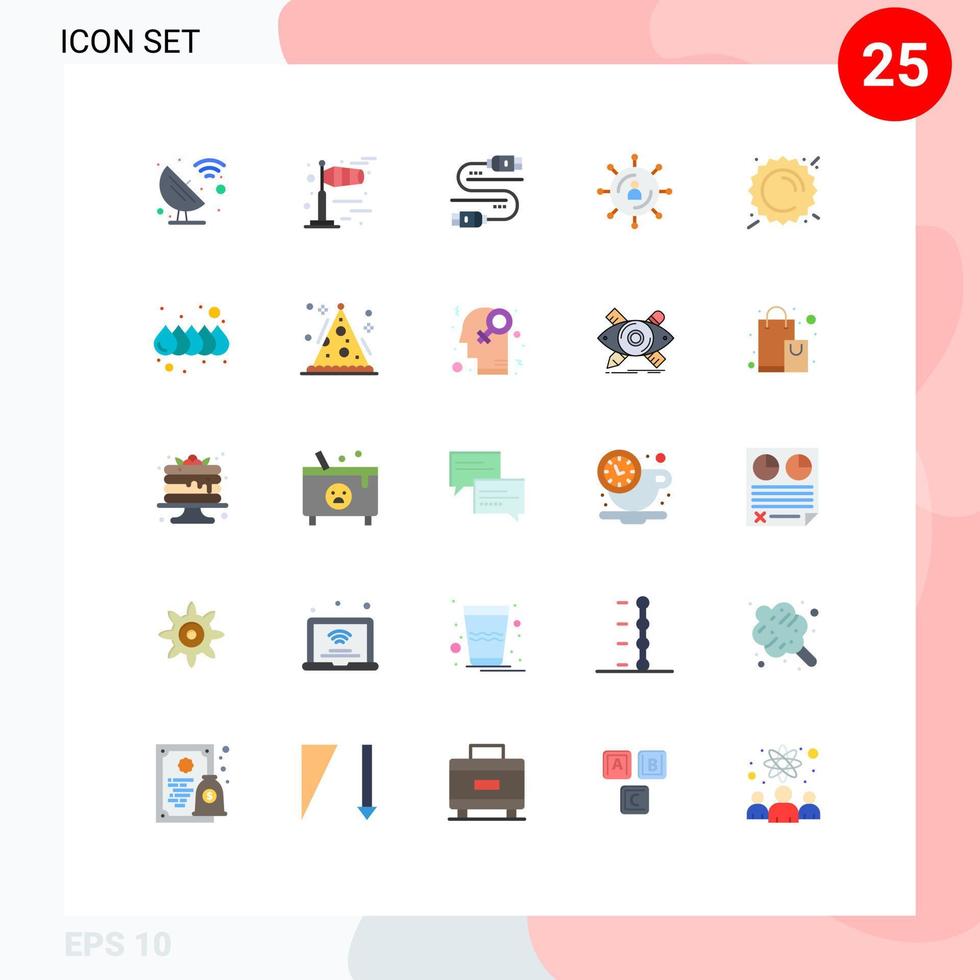 Set of 25 Commercial Flat Colors pack for sun seo sata network marketing Editable Vector Design Elements