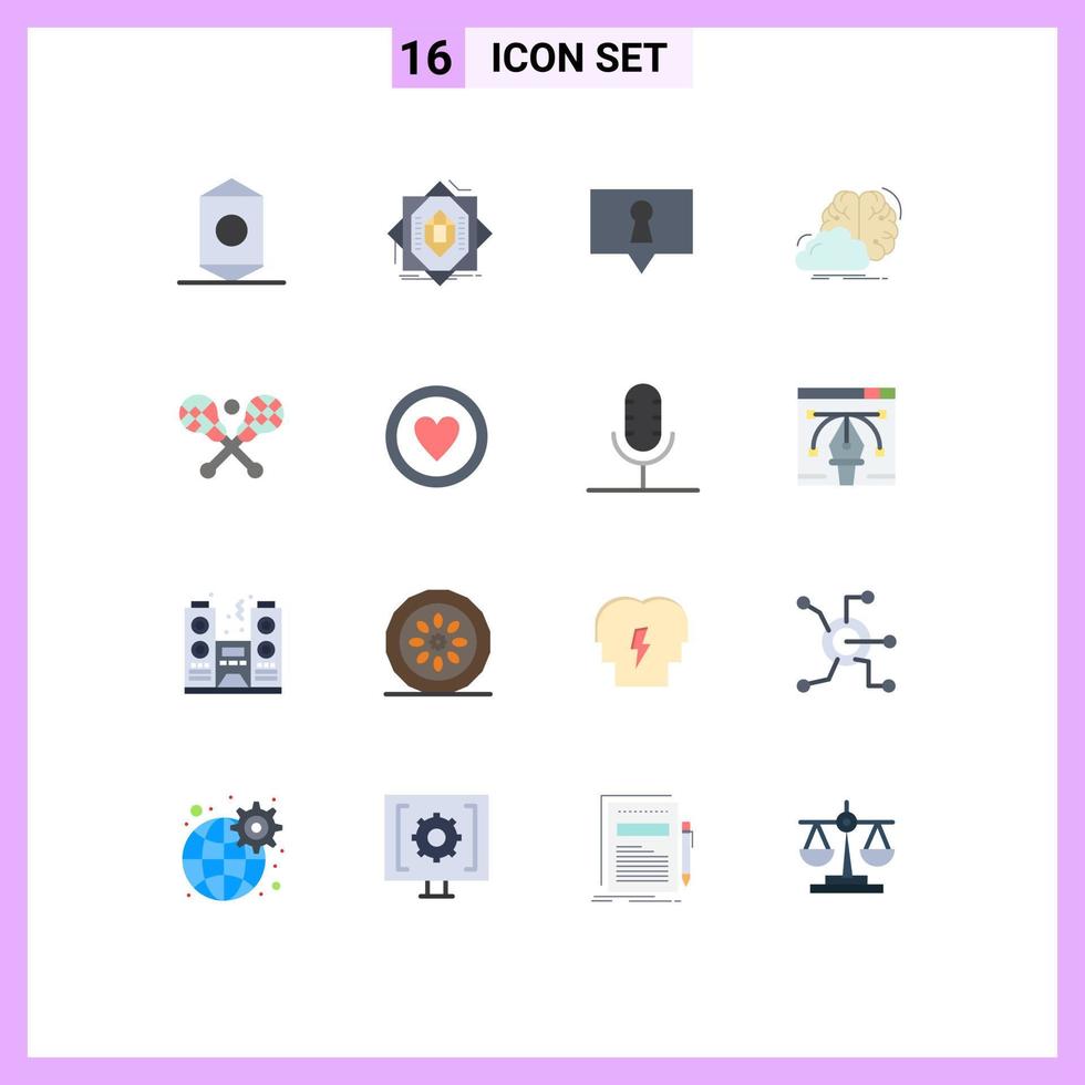 Pack of 16 creative Flat Colors of crosse innovation forming idea brainstorming Editable Pack of Creative Vector Design Elements