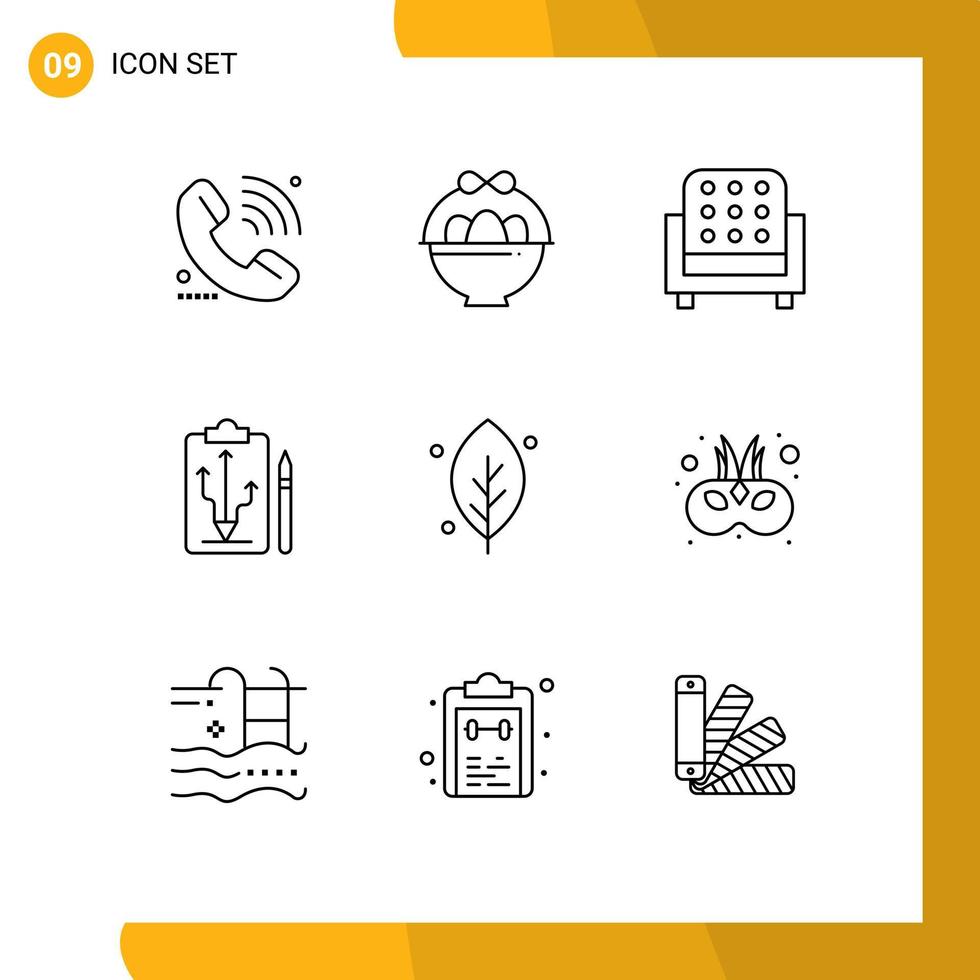 9 Outline concept for Websites Mobile and Apps ecology tactics furniture strategy head Editable Vector Design Elements