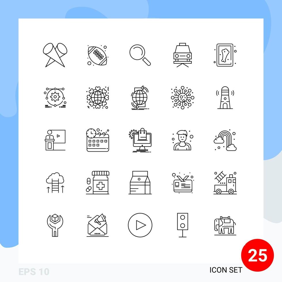 Set of 25 Modern UI Icons Symbols Signs for development leg find chicken lift Editable Vector Design Elements