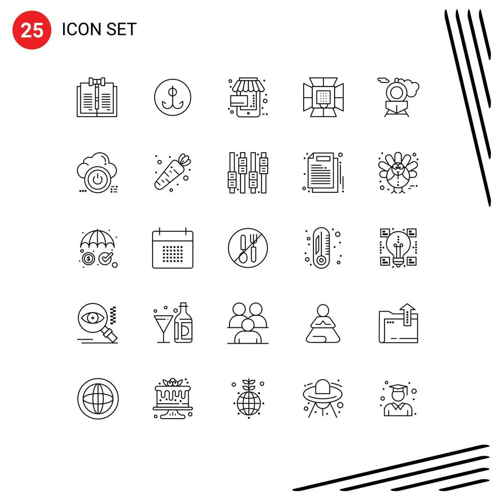 25 Creative Icons Modern Signs and Symbols of softbox lighting sport light online Editable Vector Design Elements