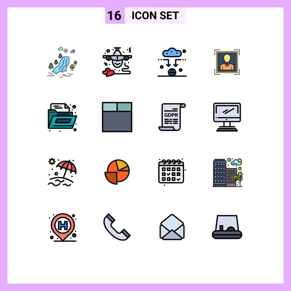 16 iconos creativos signos y símbolos modernos de imagen de perfil id de usuario señal de usuario de corazón elementos de diseño de vectores creativos editables