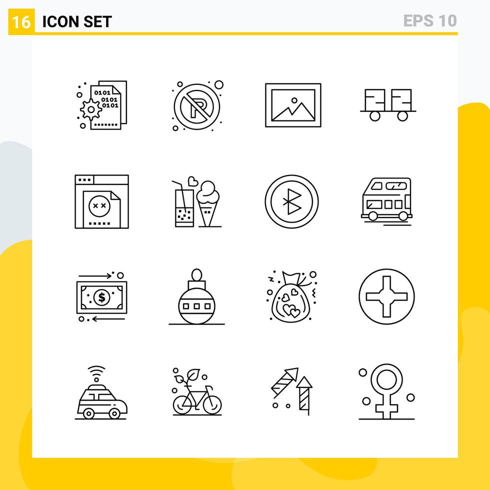 Collection of 16 Universal Line Icons Icon Set for Web and Mobile vector