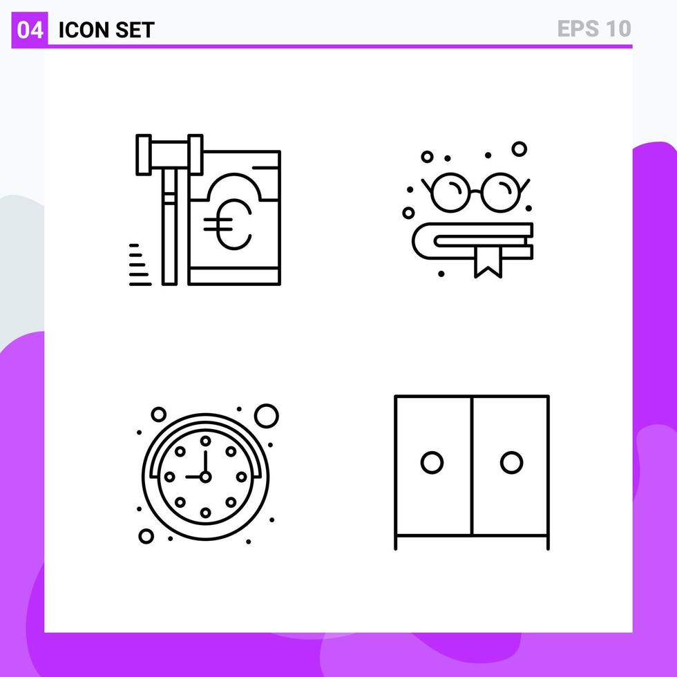 conjunto de 4 iconos en estilo de línea símbolos de contorno creativo para el diseño de sitios web y aplicaciones móviles signo de icono de línea simple aislado en fondo blanco 4 iconos vector