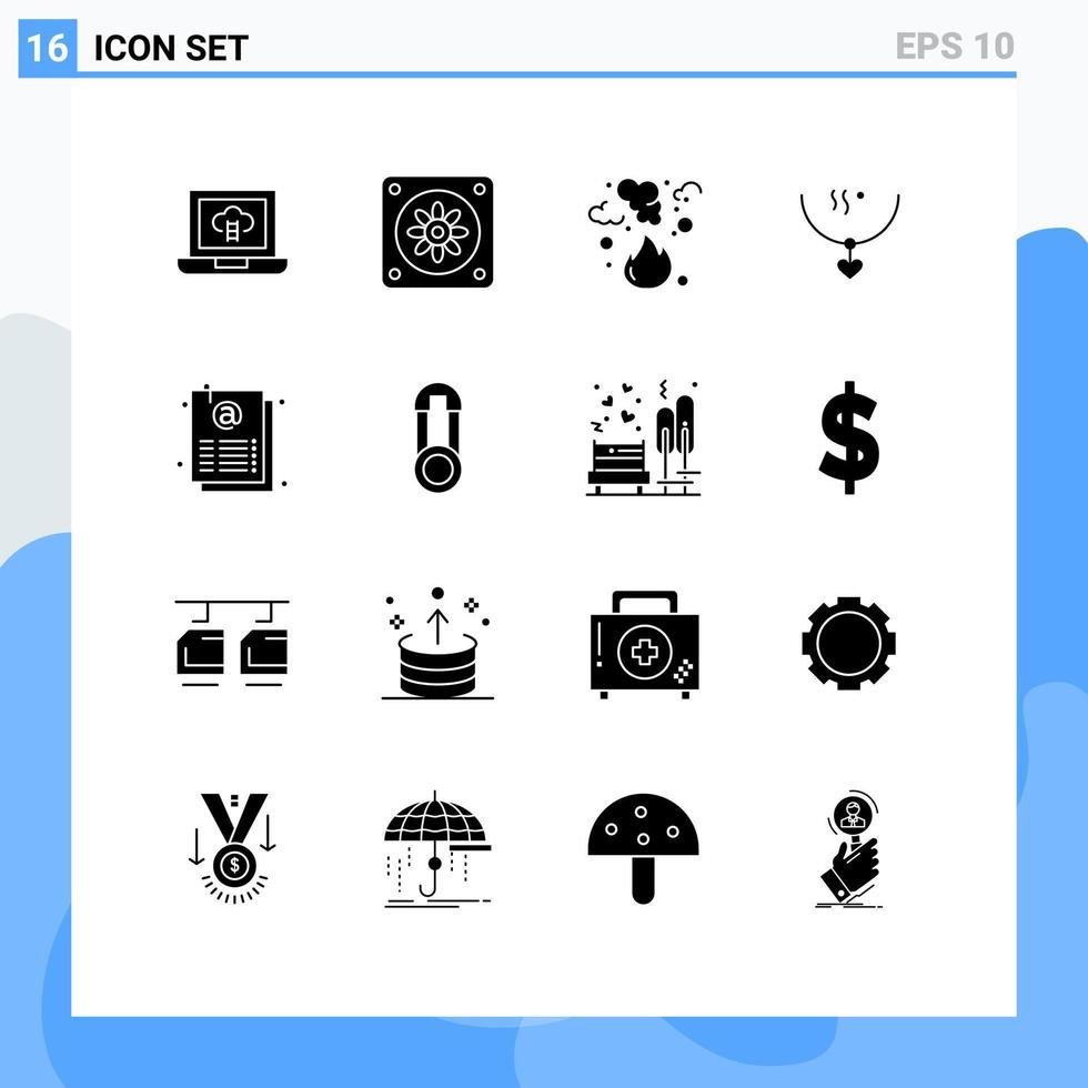 conjunto de 16 iconos de interfaz de usuario modernos símbolos signos para documentos de página contaminación boda matrimonio elementos de diseño vectorial editables vector