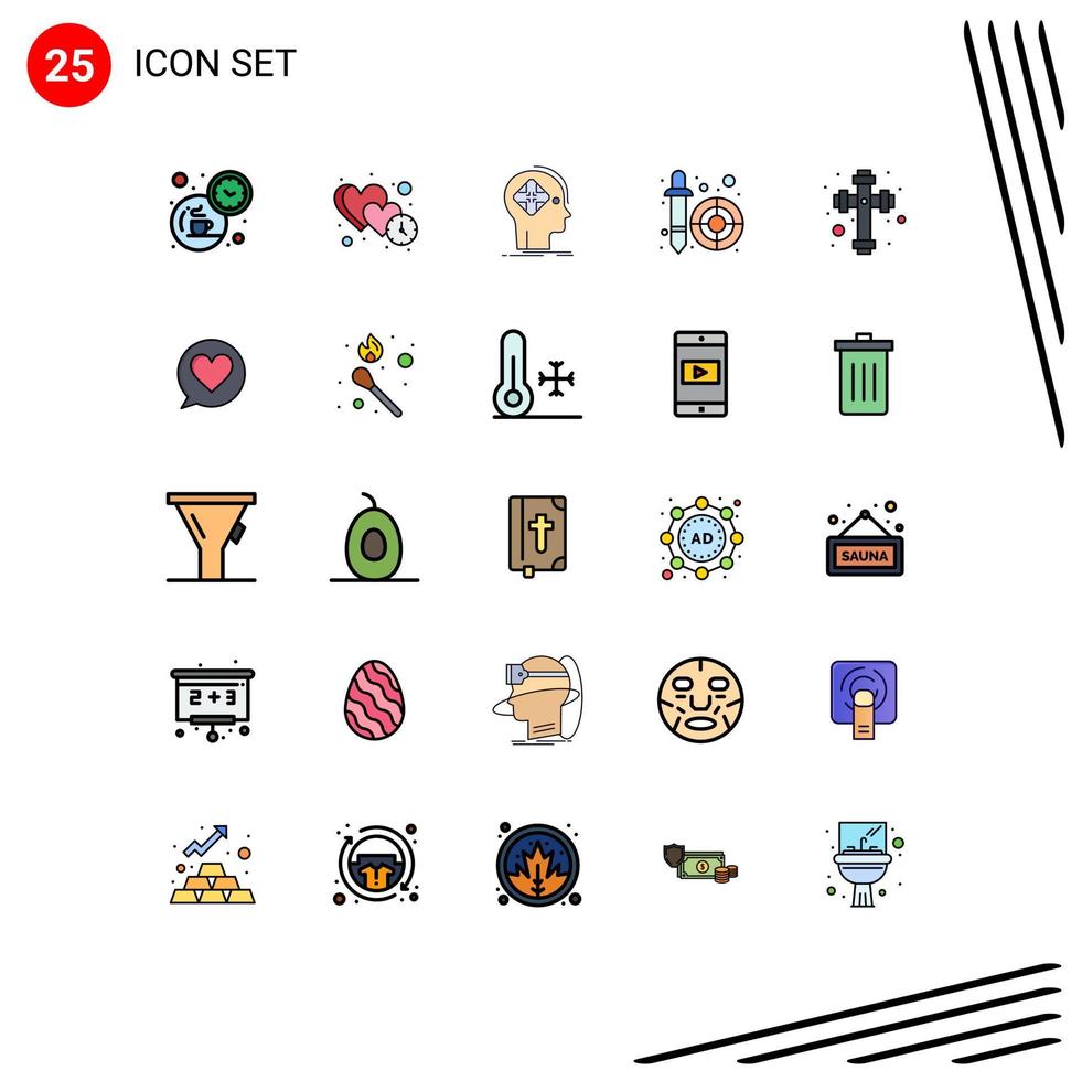 Set of 25 Commercial Filled line Flat Colors pack for pipette dropper dating color picker human Editable Vector Design Elements