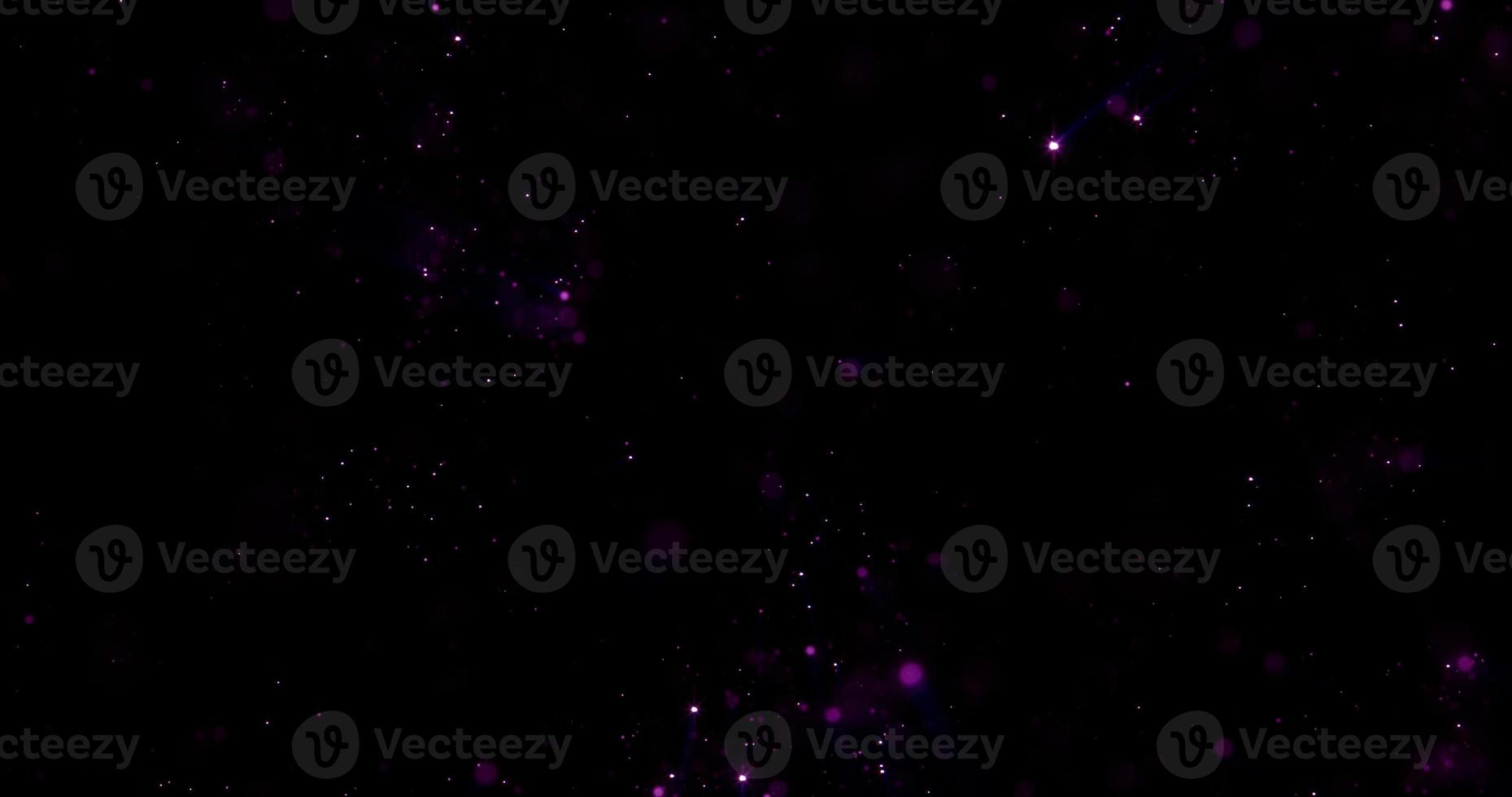 Abstract dark blue purple frame with flying glittering digital hi-tech particles with blur effect and bokeh on black background. Screensaver beautiful photo