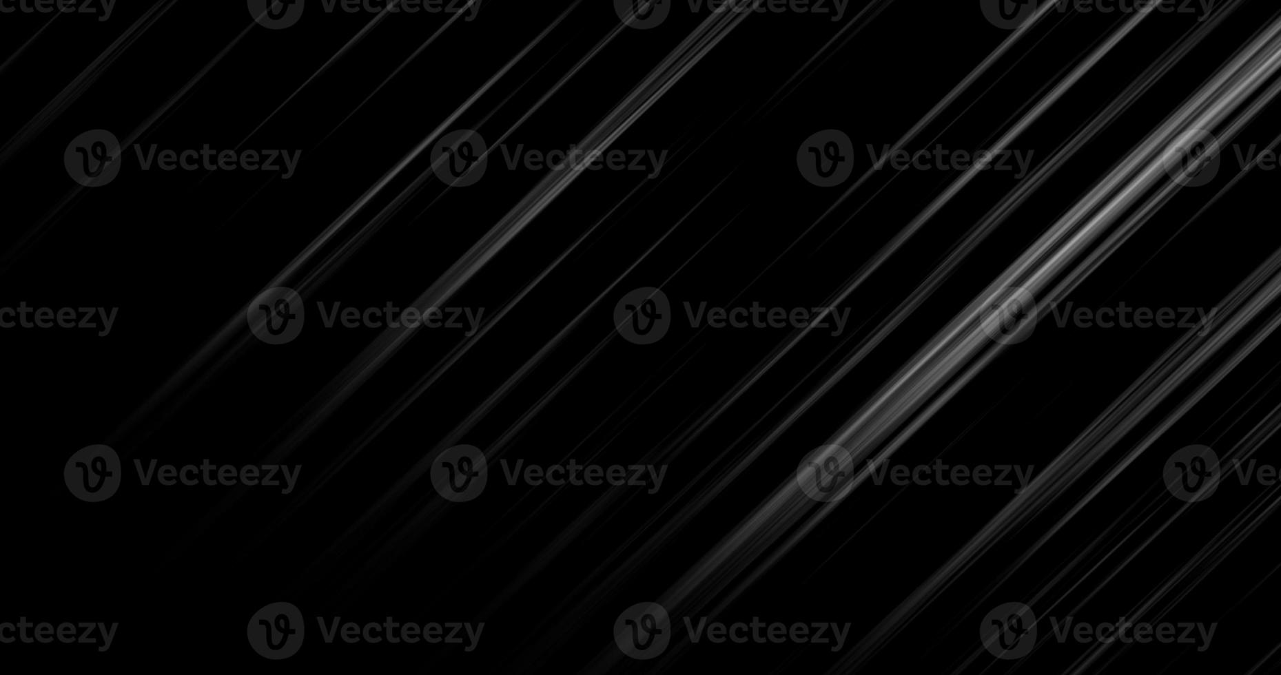 Abstract beautiful diagonal geometric black and white flying luminous stripes with sticks lines of meteorites on a black background photo