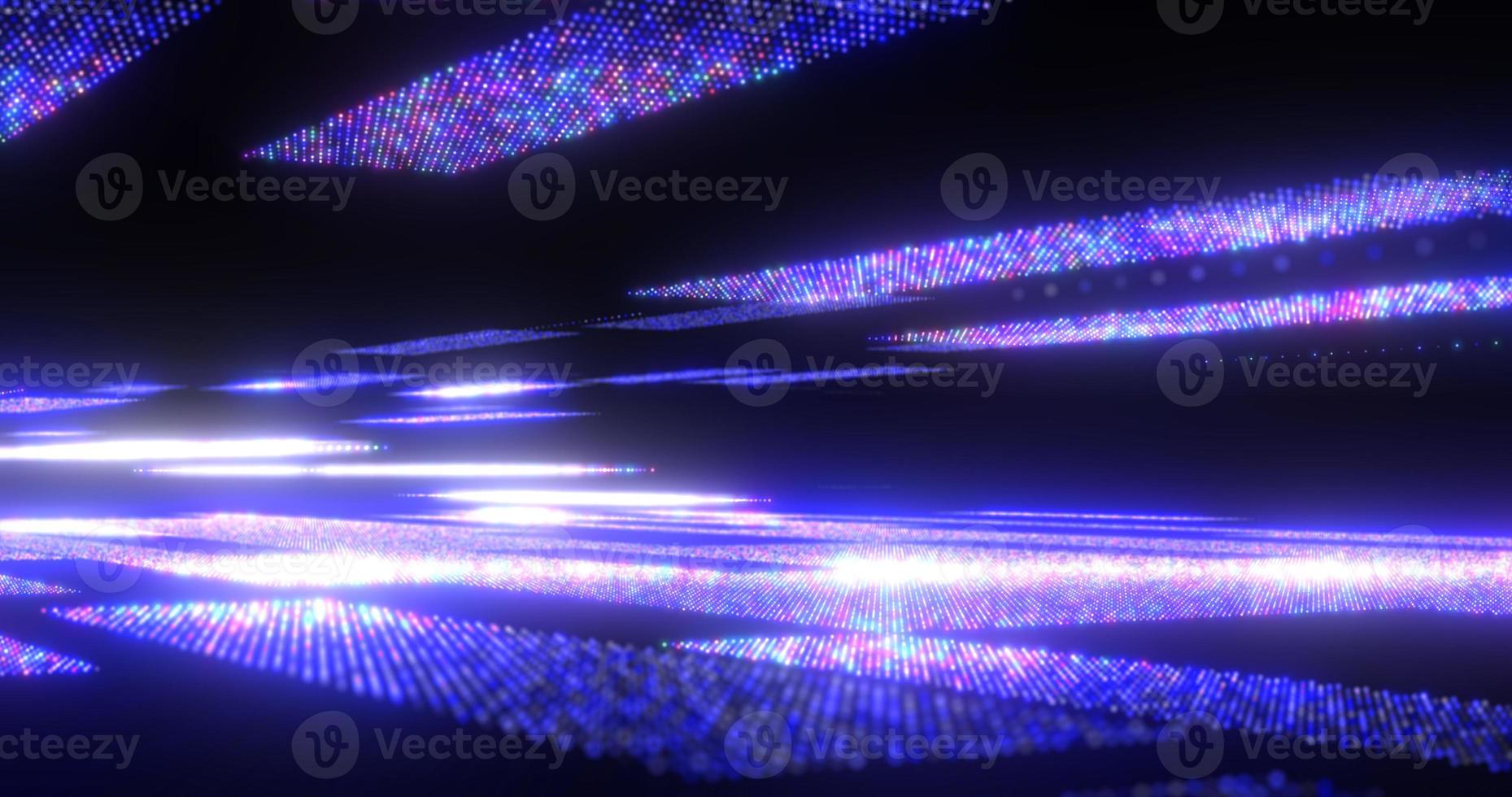 Abstract background blue from futuristic hi-tech rectangles of pixel particles flying with glow effect and background blur, screensaver photo