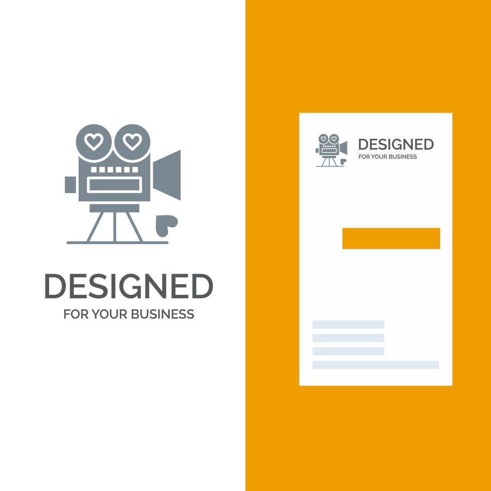 Camera Movie Video Camera Love Valentine Grey Logo Design and Business Card Template vector