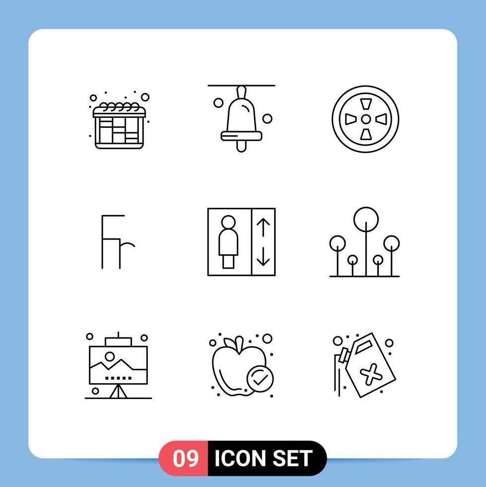 Outline Pack of 9 Universal Symbols of green lift wind group foreign Editable Vector Design Elements