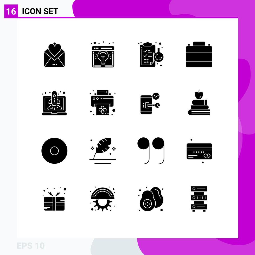 Set of 16 Modern UI Icons Symbols Signs for clothes shop case launch accessories flask Editable Vector Design Elements