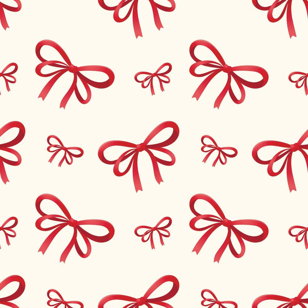 patrón transparente de vector con cintas rojas festivas atadas en un arco. decoración navideña o papel de regalo.