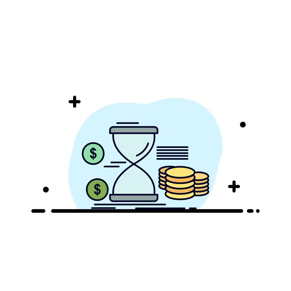 Hourglass management money time coins Flat Color Icon Vector