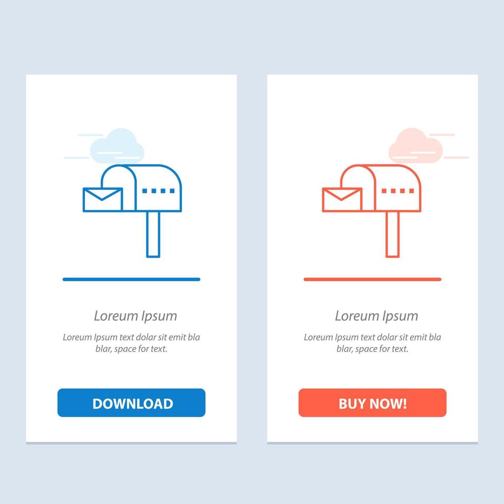 Letterbox Email Mailbox Box  Blue and Red Download and Buy Now web Widget Card Template vector