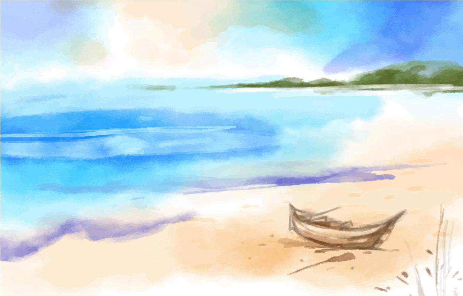 Romantic beach watercolor background vector