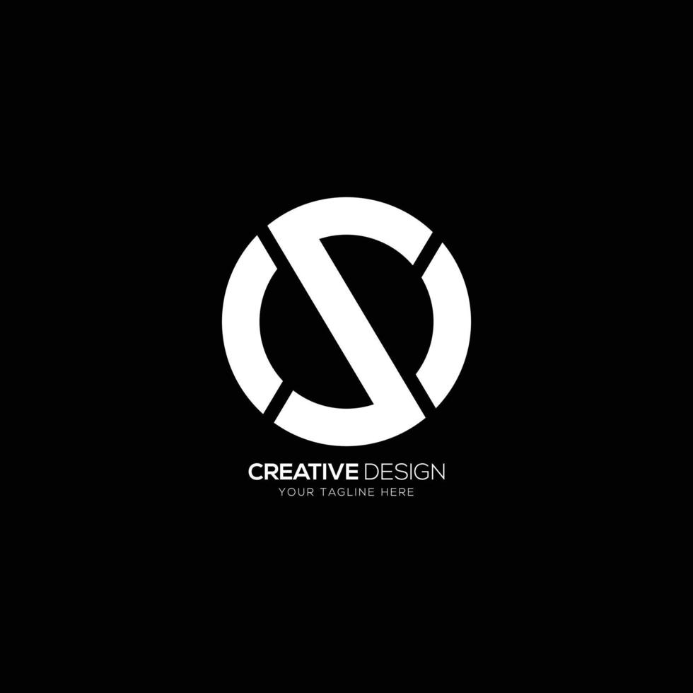 Circle letter O S modern monogram logo vector
