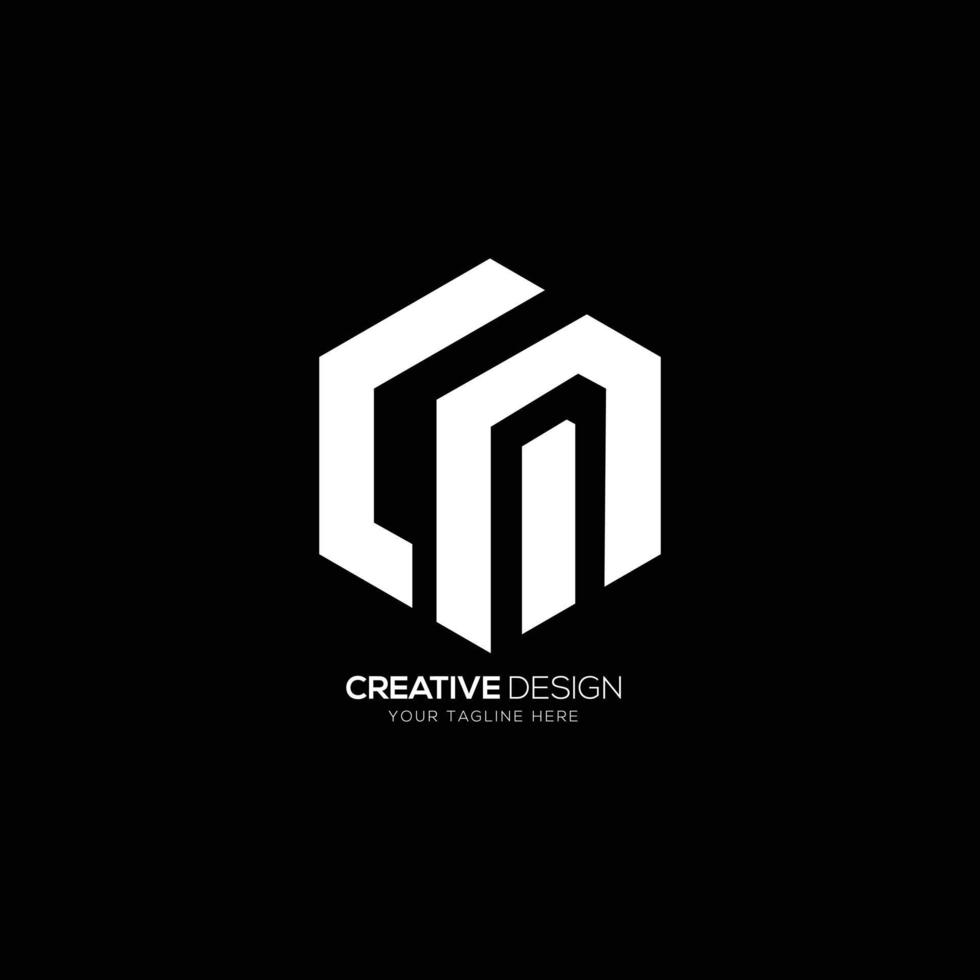 Modern letter C M hexagon shape monogram logo vector