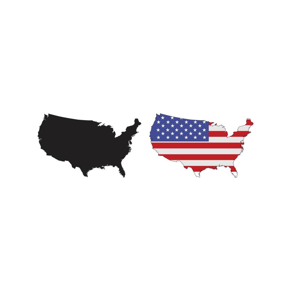 bandera de estado unido con logotipo de vector de mapa
