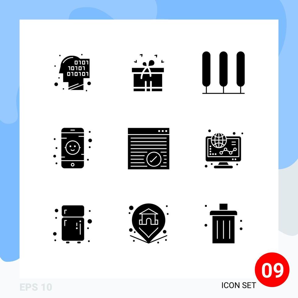9 Solid Glyph concept for Websites Mobile and Apps ecommerce online nature internet toy Editable Vector Design Elements