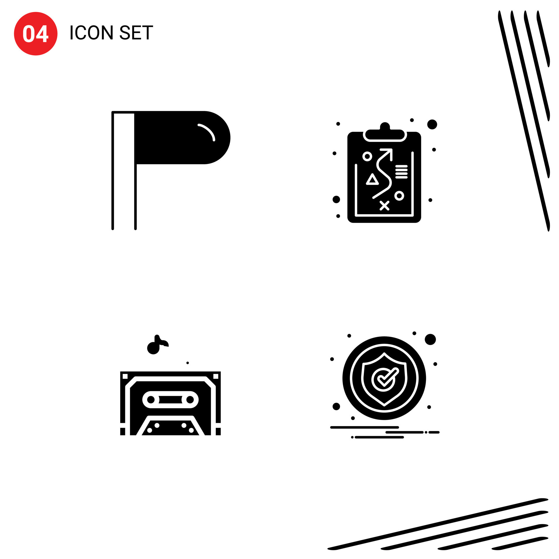 Group of 4 Modern Solid Glyphs Set for paragraph caution management