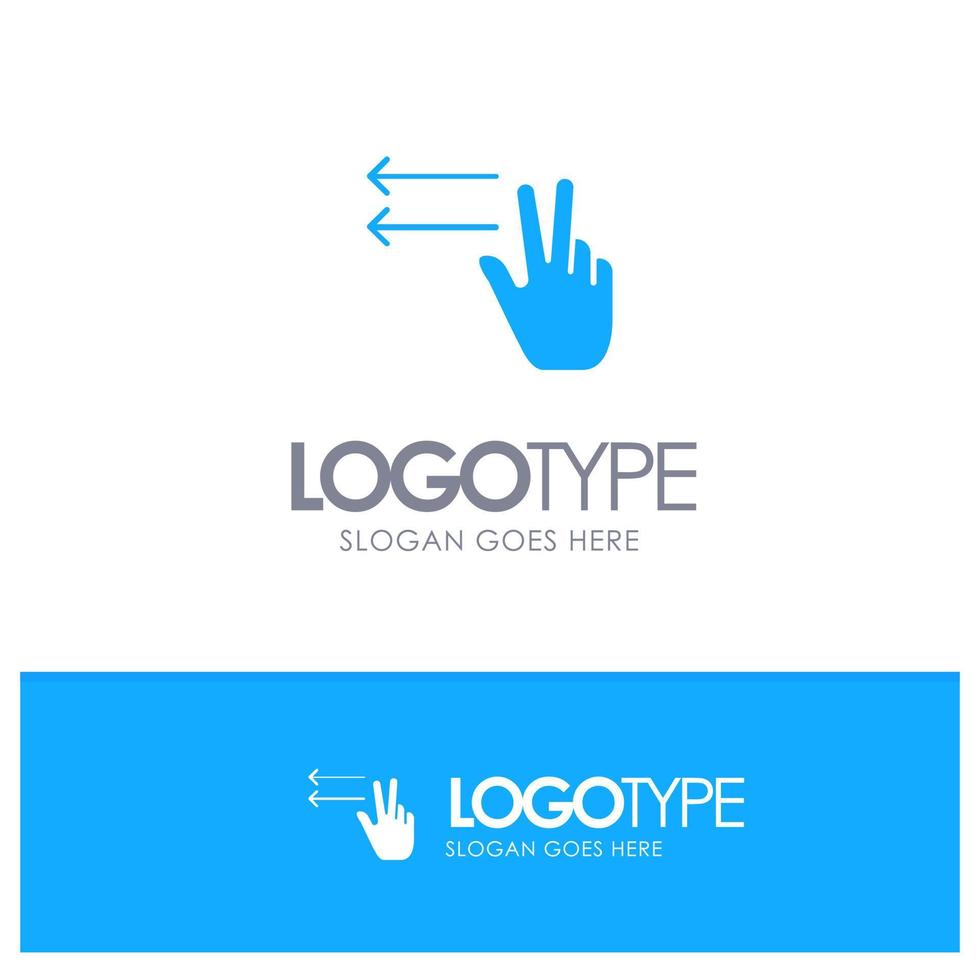 gesto de los dedos a la izquierda logotipo sólido azul con lugar para el eslogan vector