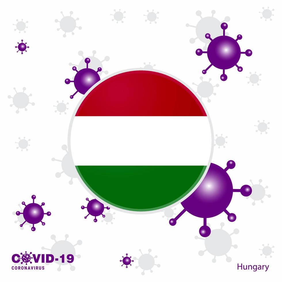 Pray For Hungary COVID19 Coronavirus Typography Flag Stay home Stay Healthy Take care of your own health vector