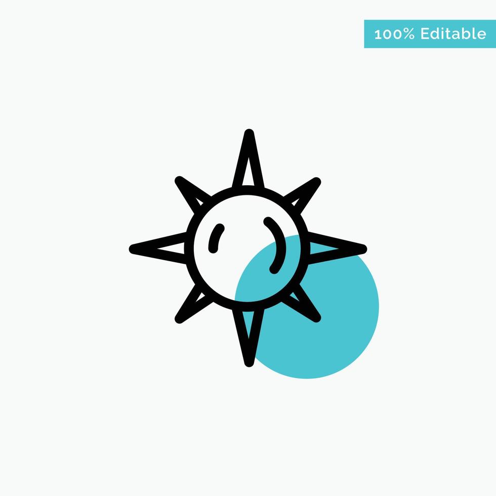 Sun Day Light turquoise highlight circle point Vector icon