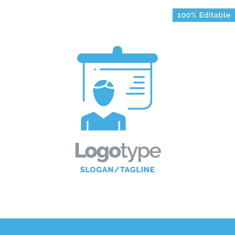 Teacher Education Presentation School Blue Solid Logo Template Place for Tagline vector