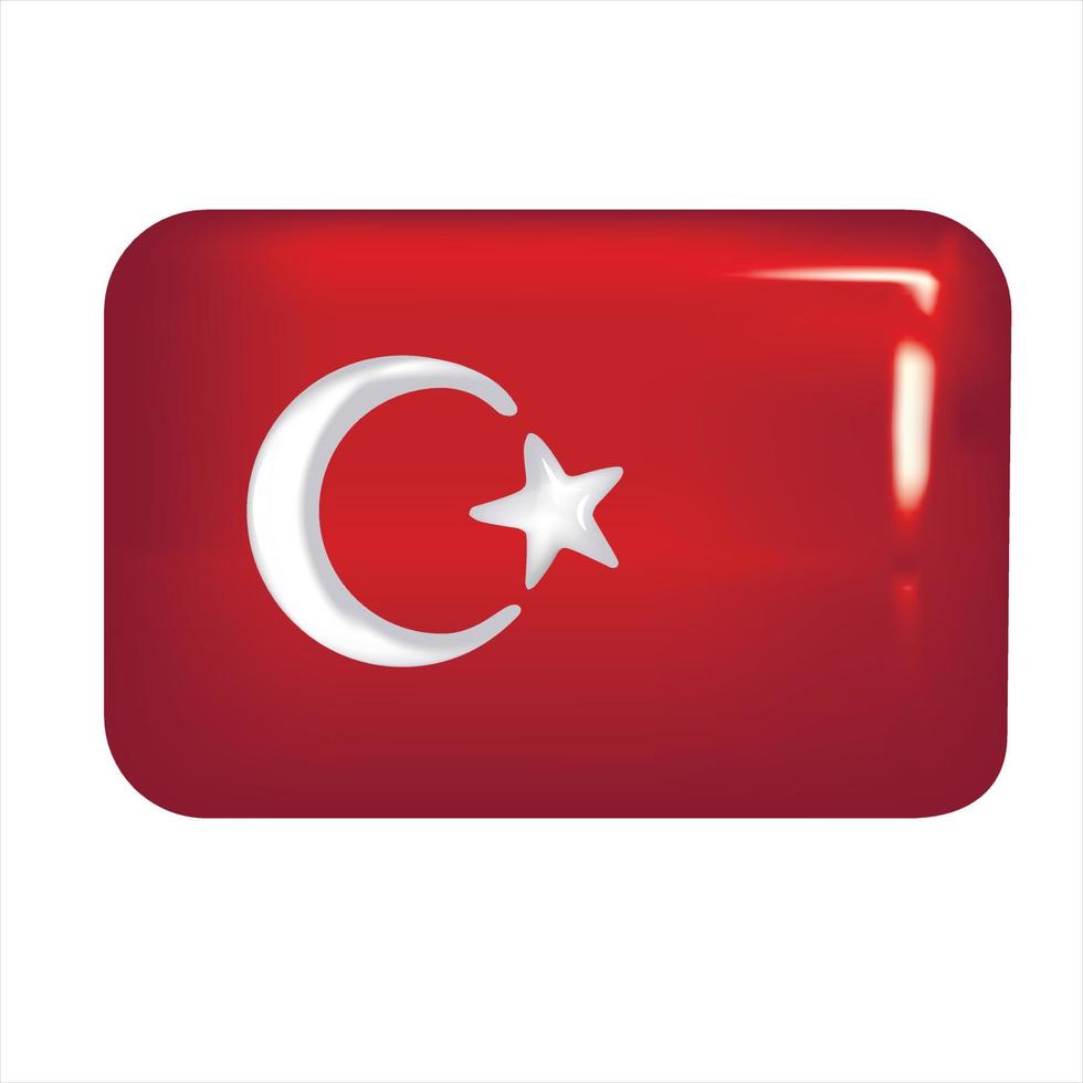 Turkish flag 3D vector stock illustration isolated on white background. The national symbols of the country are a red flag and a month with a star. Volume icon.