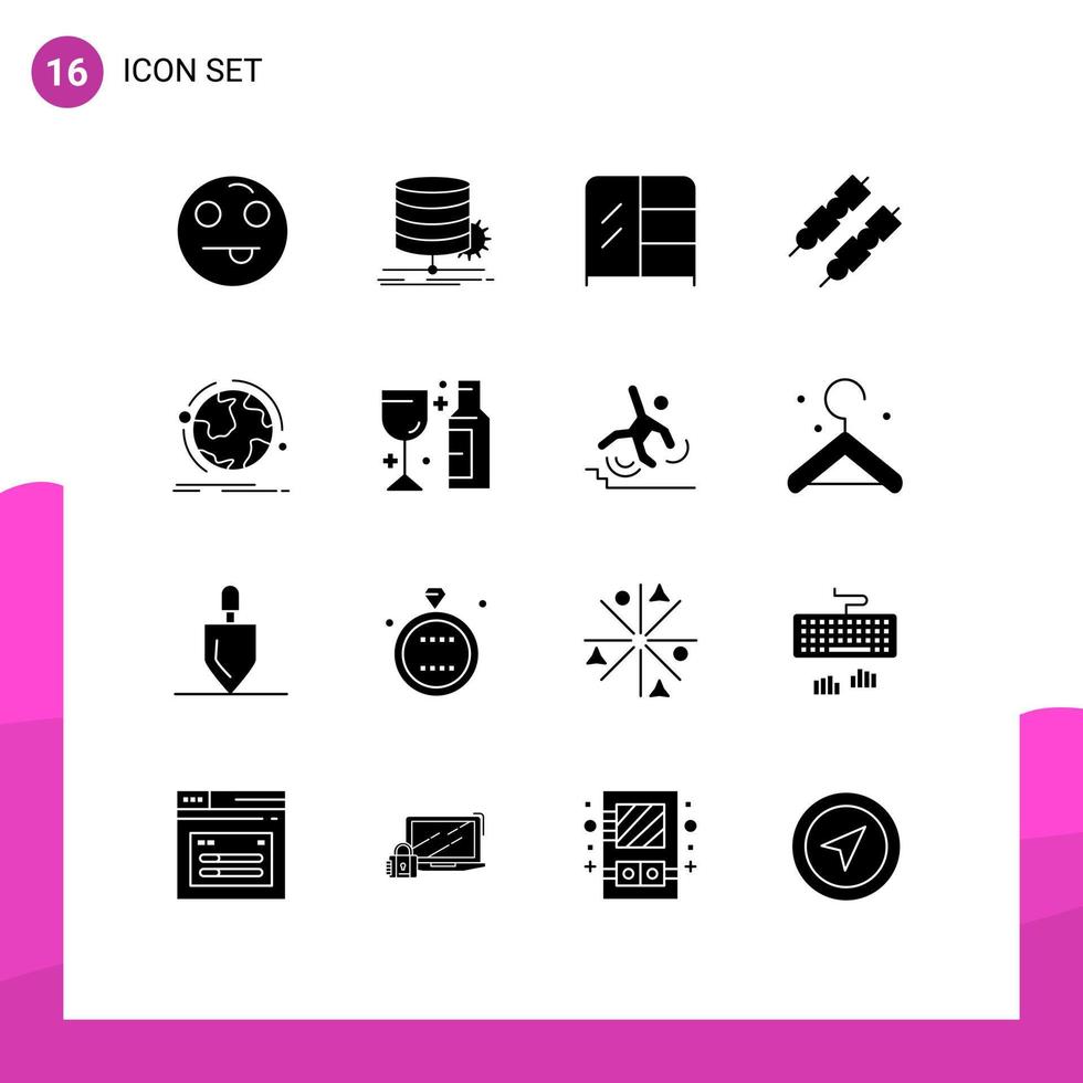 16 Creative Icons Modern Signs and Symbols of connection world furniture globe food Editable Vector Design Elements