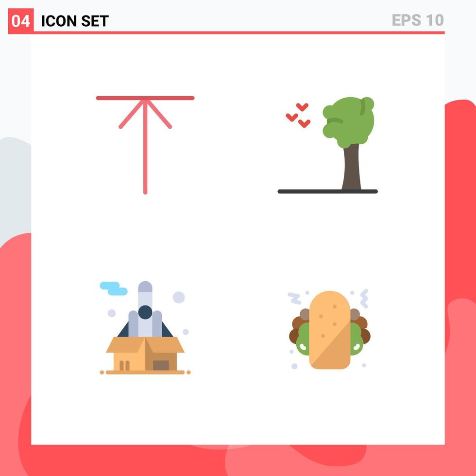 User Interface Pack of 4 Basic Flat Icons of arrow startup arbor business fast food Editable Vector Design Elements