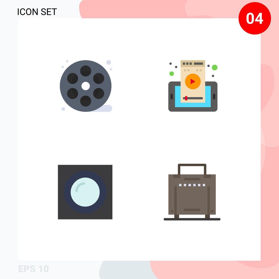 Group of 4 Modern Flat Icons Set for real lamp paint phone recessed Editable Vector Design Elements