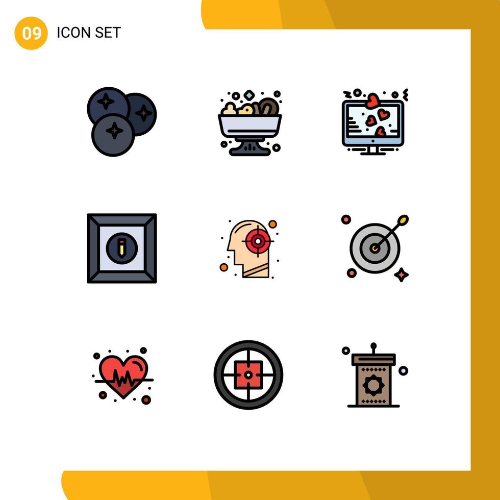 Stock Vector Icon Pack of 9 Line Signs and Symbols for head product display edit love sign Editable Vector Design Elements