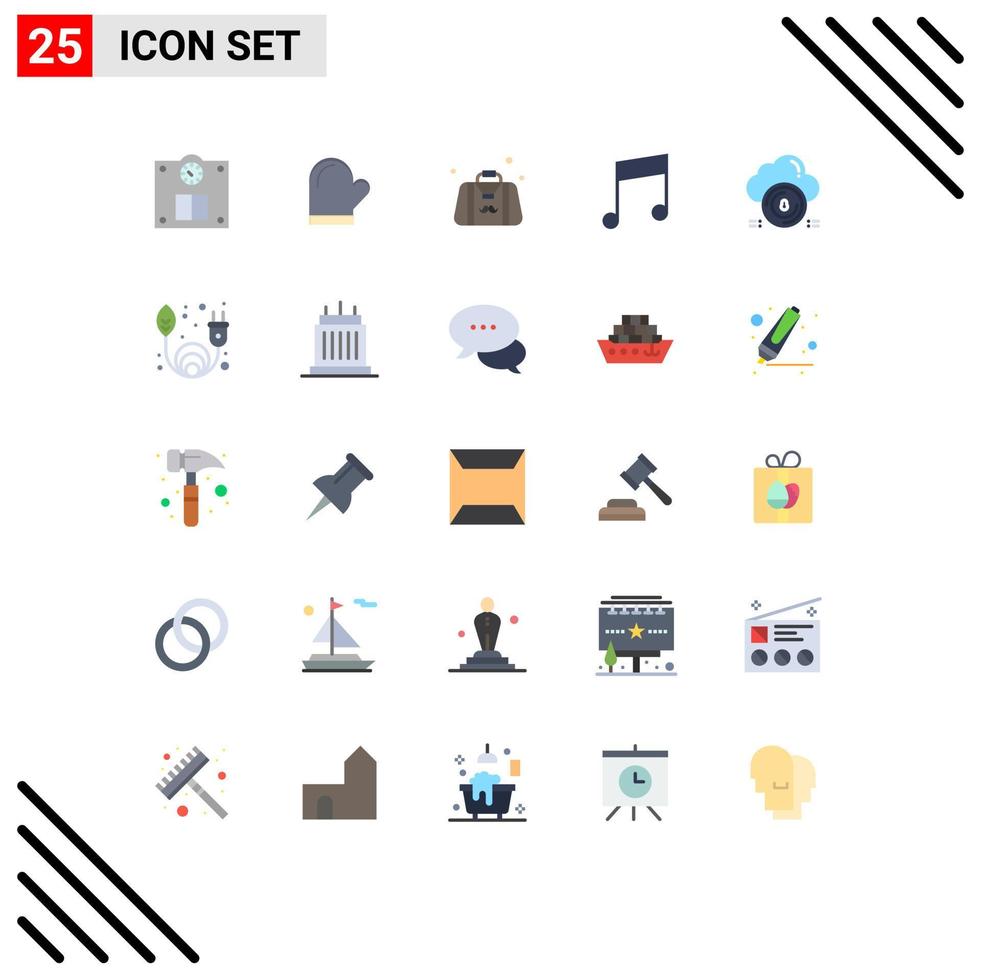 25 Universal Flat Colors Set for Web and Mobile Applications secure note bag music gentleman Editable Vector Design Elements