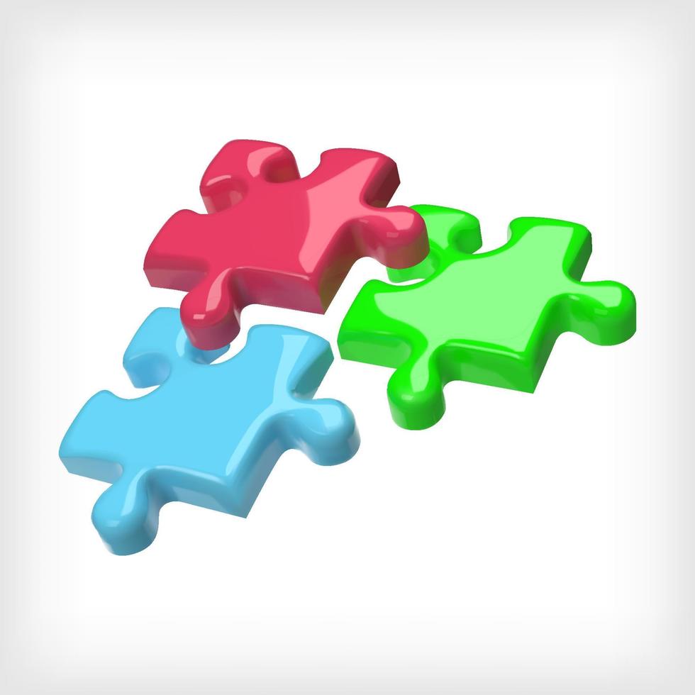 Business concept. Realistic puzzle 3d vector icon